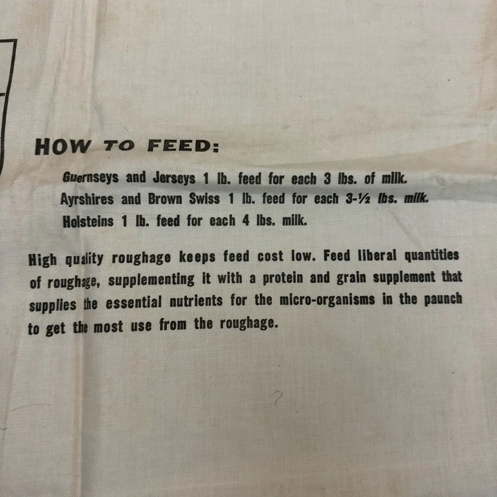 1950s Vitality Chicago Illinois 100 lbs Cattle feed bag canvas advertising decor